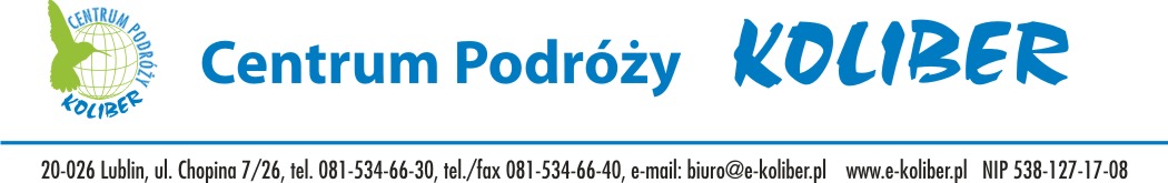Centrum Podróży Koliber – organizator wycieczki